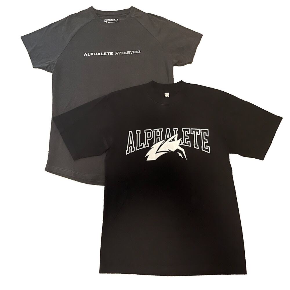 Alphalete Athletics BUNDLE OF 2 Men's Size S T-Shirt Script Logo Print Black Gym